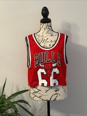 NBA Red Chicago Bulls Cropped Jersey Tank